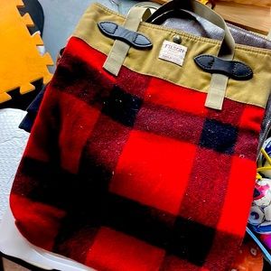 Filson limited edition flannel and oil cloth tote bag
